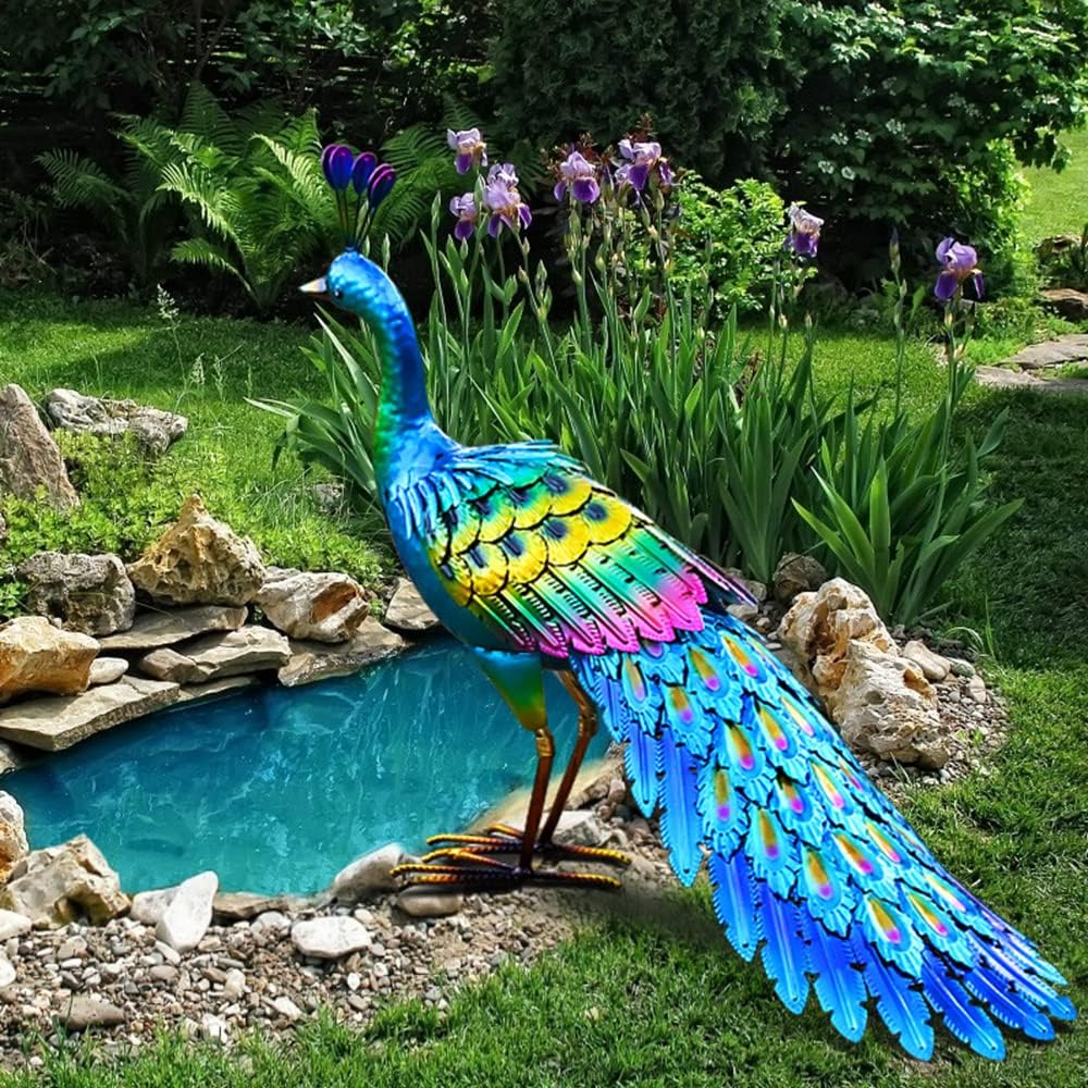 Estatua Chisheen de Pavo Real de Metal para Jardín, Arte de Jardín...