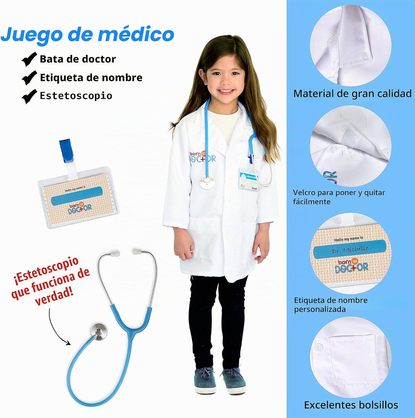 Born Toys Ropa de vestir 3 en 1 para niños, policía, bombero, médic...