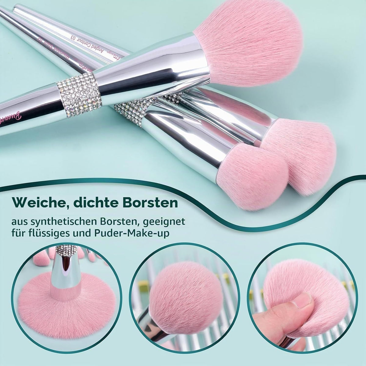 Bueart Design Juego elegante de brochas de maquillaje rosa pálido u...