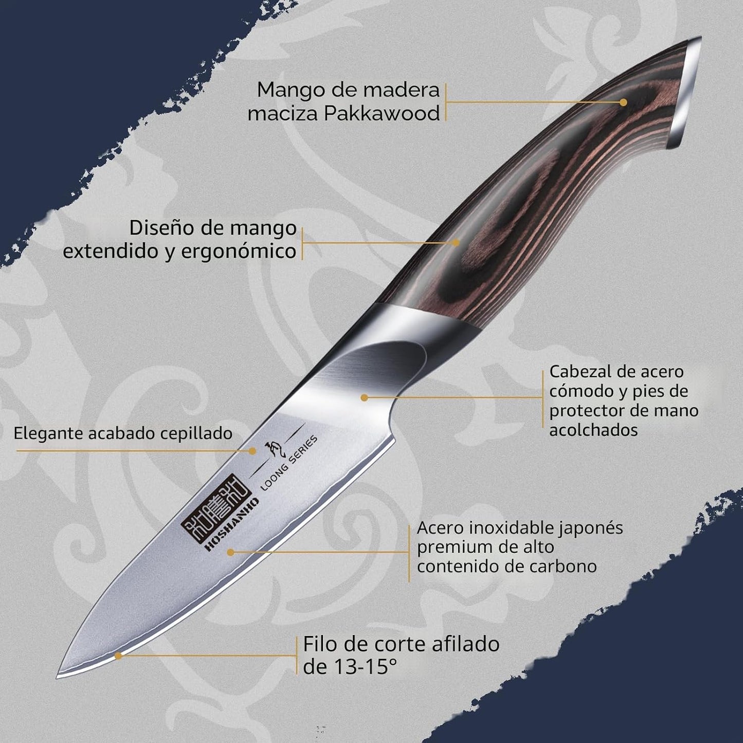 HOSHANHO - Cuchillo de pelar de 3.75 pulgadas, cuchillos de cocina...