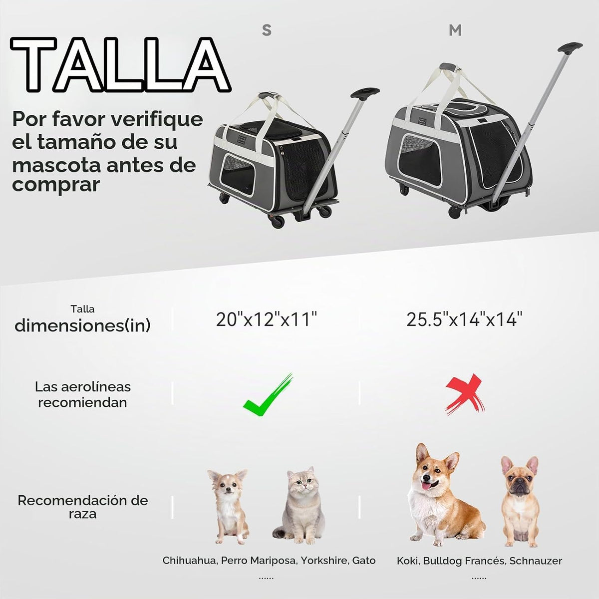 PETSFIT Transportador para gatos aprobado por aerolíneas con ruedas...
