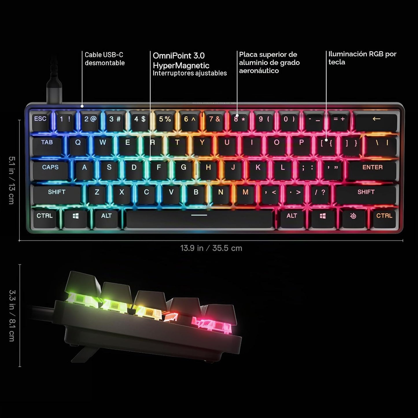 SteelSeries Apex Pro Mini Gen 3 OmniPoint 3.0 Interruptores HiperMa...