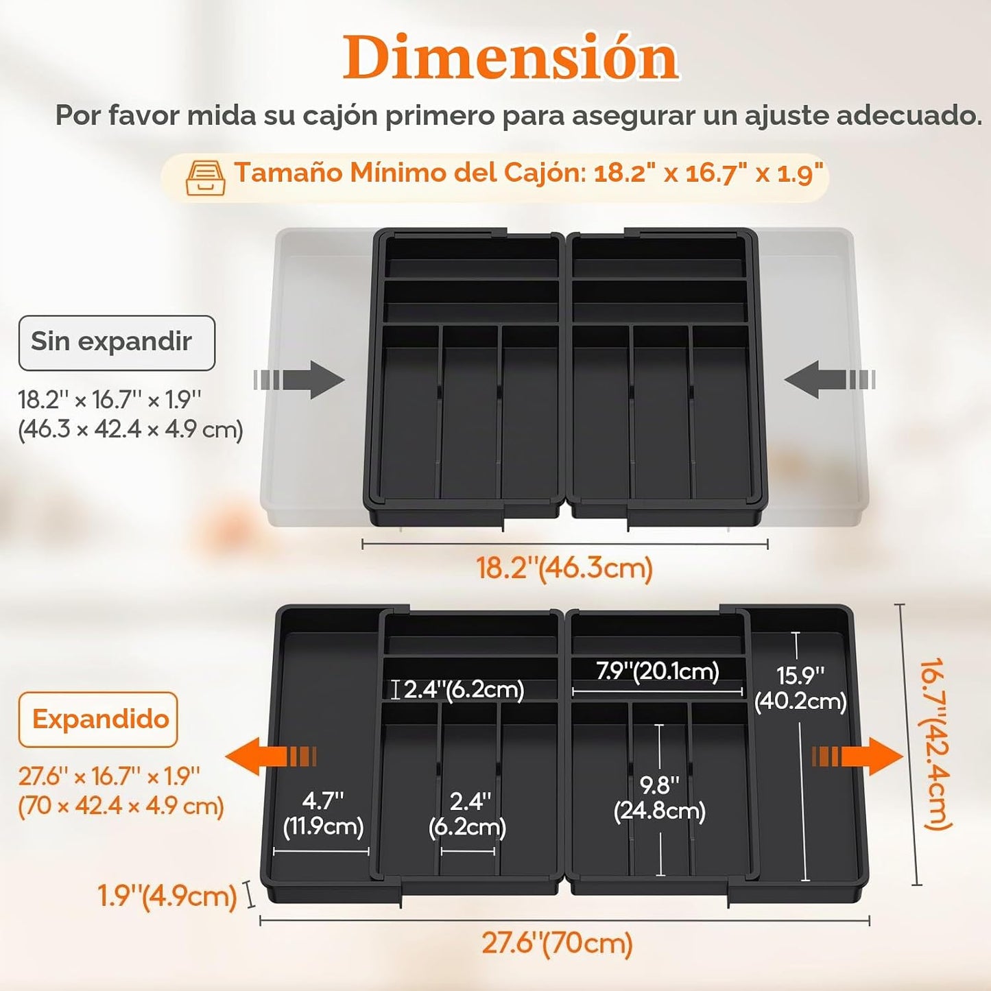 Lifewit Organizador Grande de Cajón para Cubiertos, Expandible de 1...