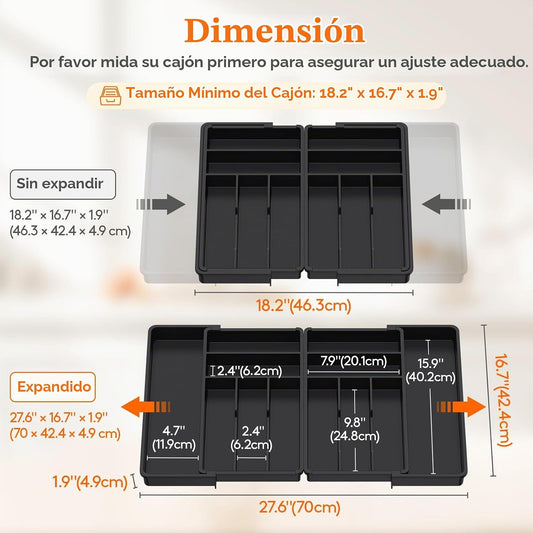 Lifewit Organizador Grande de Cajón para Cubiertos, Expandible de 1...