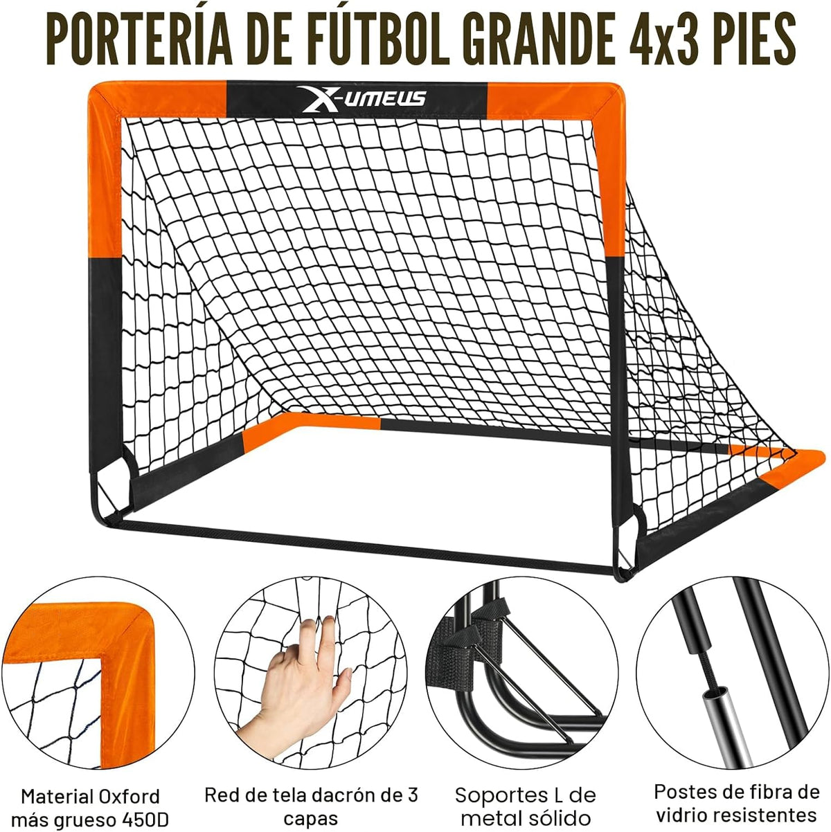 Porterías de fútbol para niños para patio trasero, juego de 2, 4 x...
