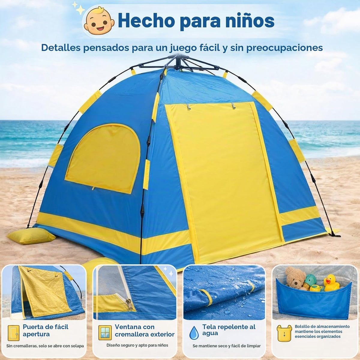 Tienda de campaña de playa para bebés con protección UV UPF 50+, in...