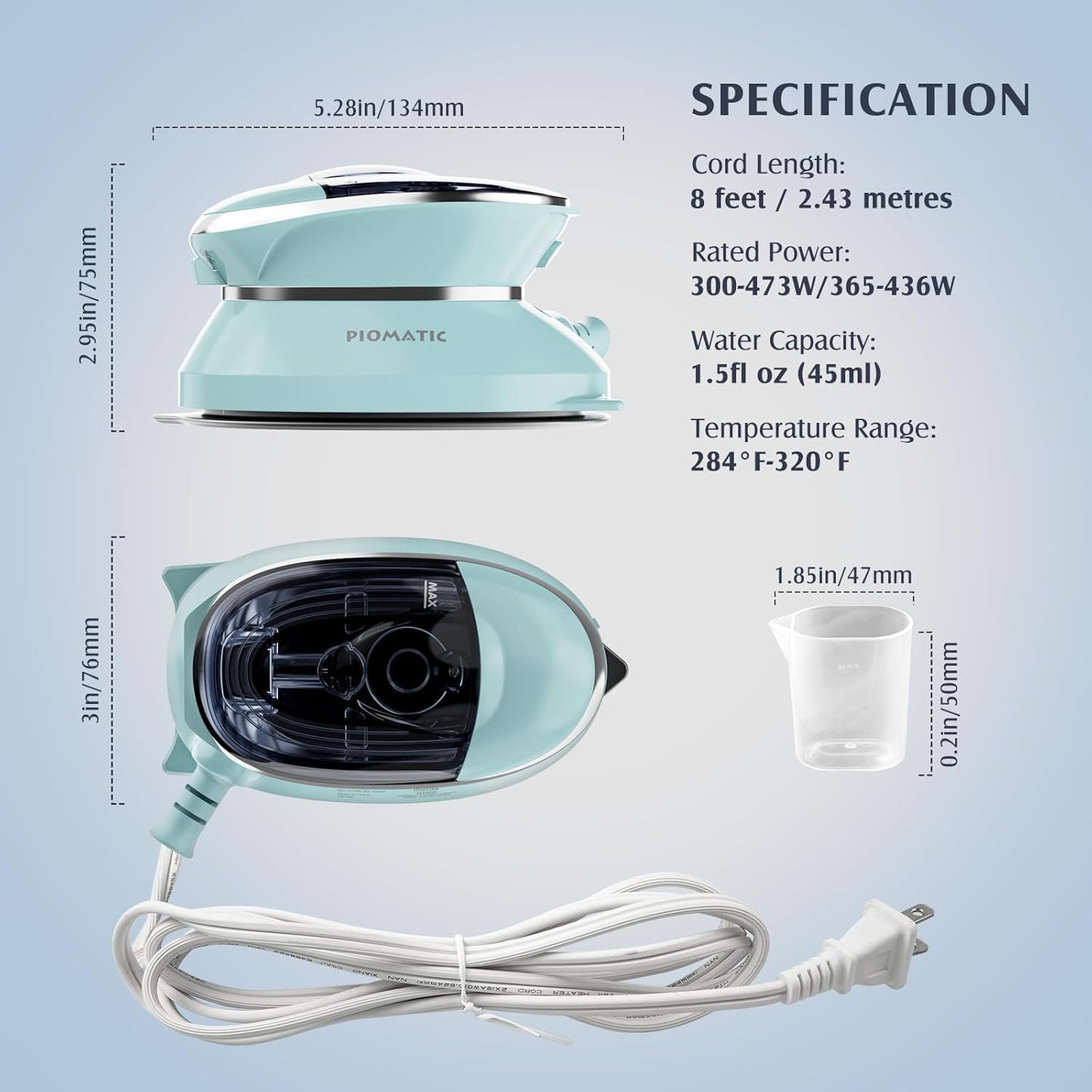 PIOMATIC Mini plancha de viaje con vapor para ropa con doble voltaj...