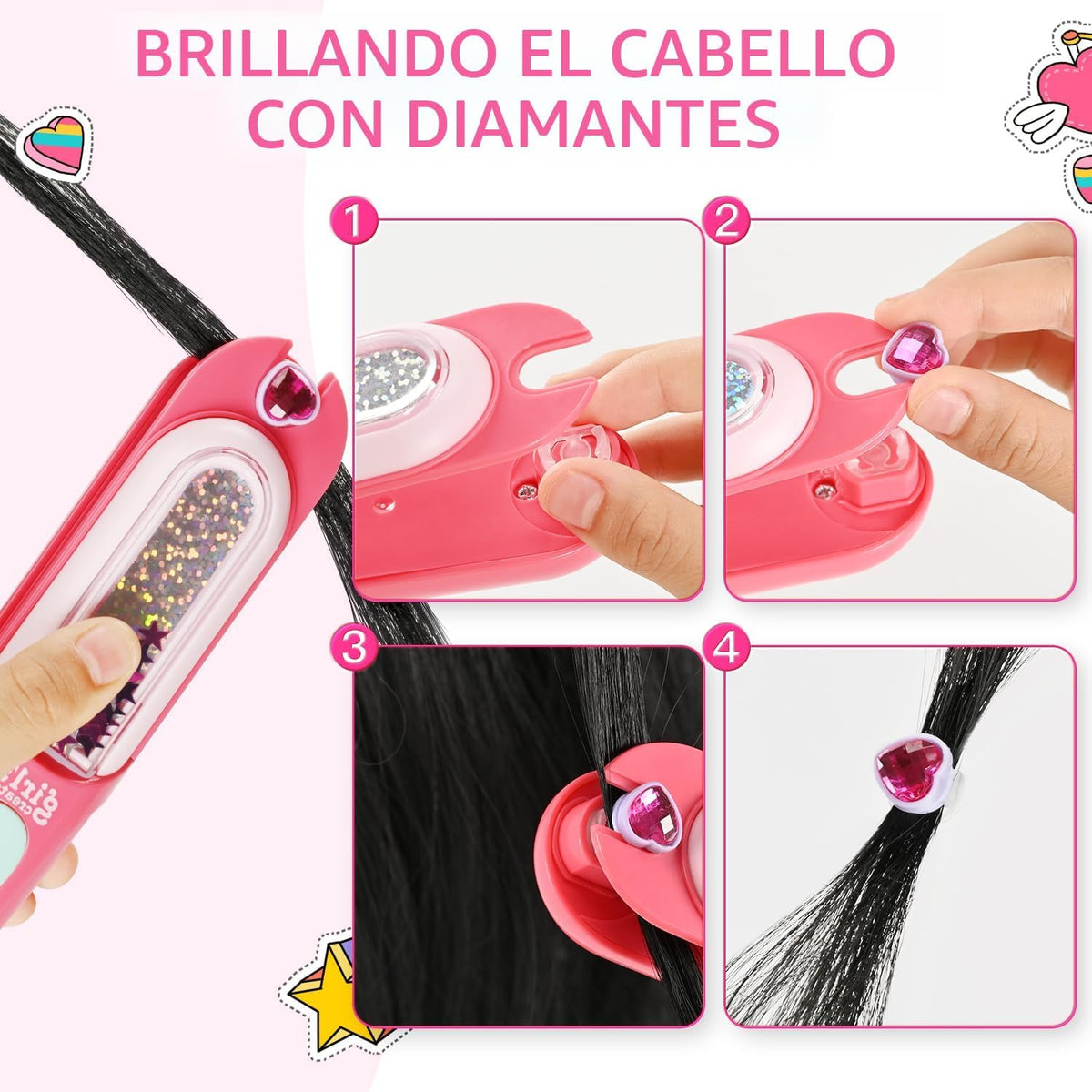 kidzkube Kit de sellos de gemas para el cabello, joyas brillantes p...