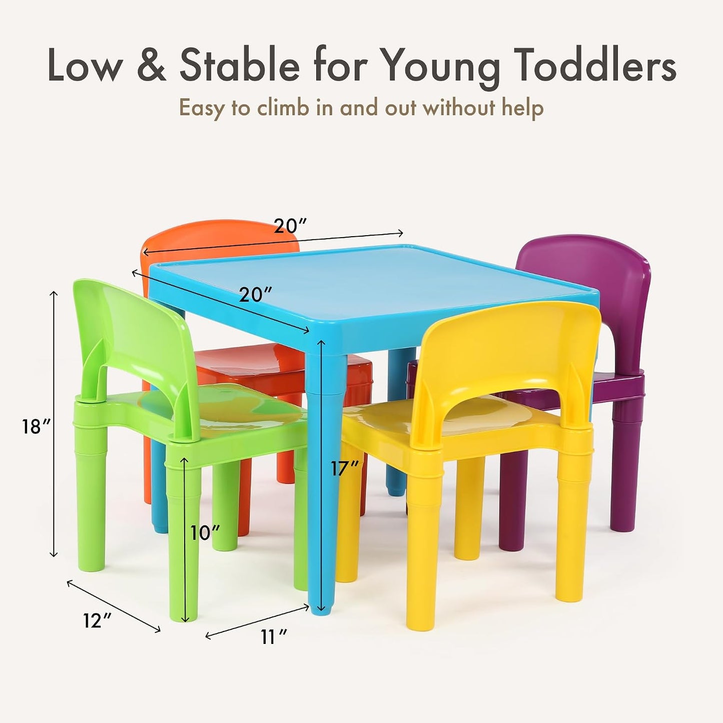 Humble Crew Juego de mesa y silla para niños, interior y exterior,...