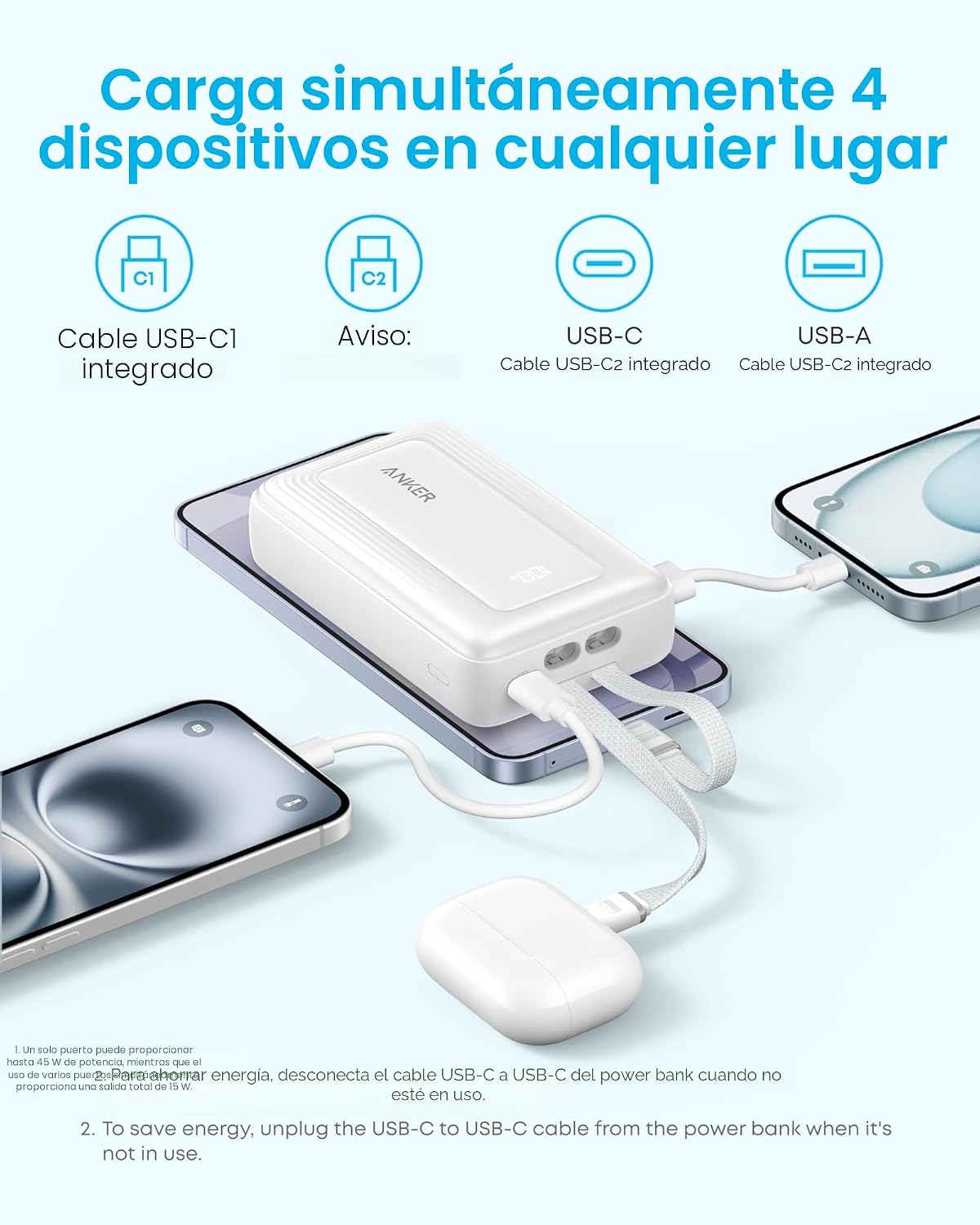 Anker Zolo - Banco de energía (versión actualizada 2025), carga ráp...