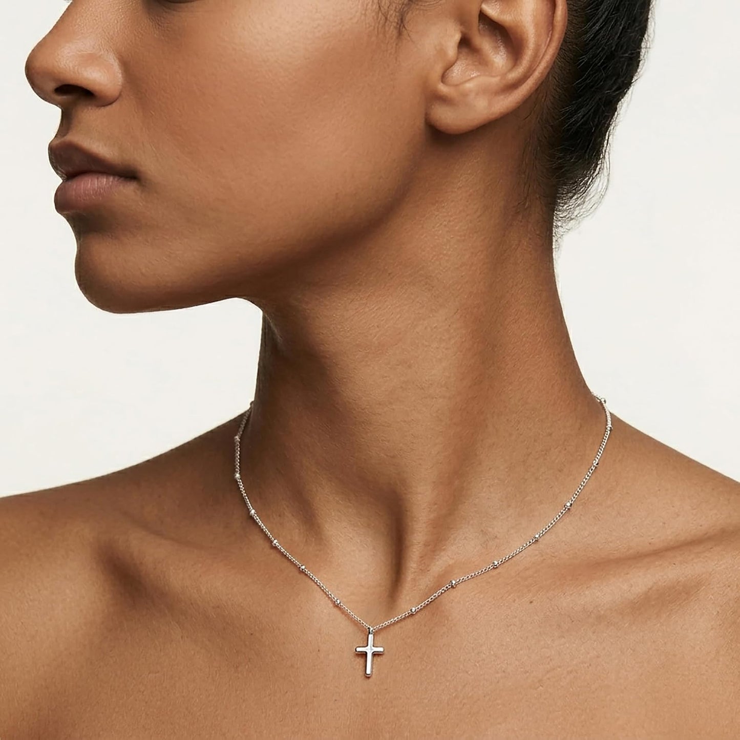 BLThing Collar de cruz de plata de ley 925 y oro de 18 quilates par...