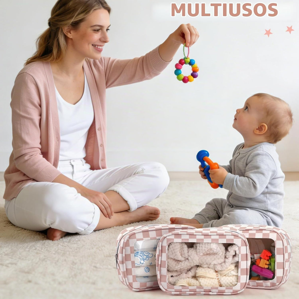 Bolsas para pañales, Rosa, 3 piezas, Práctico: