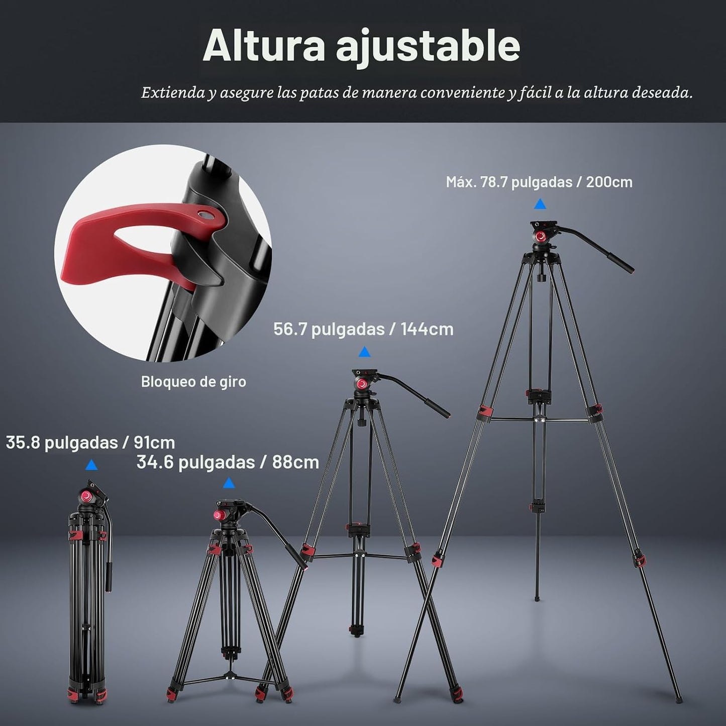 NEEWER Trípode de Video de 79"\/200cm, Soporte de Trípode de Cá...