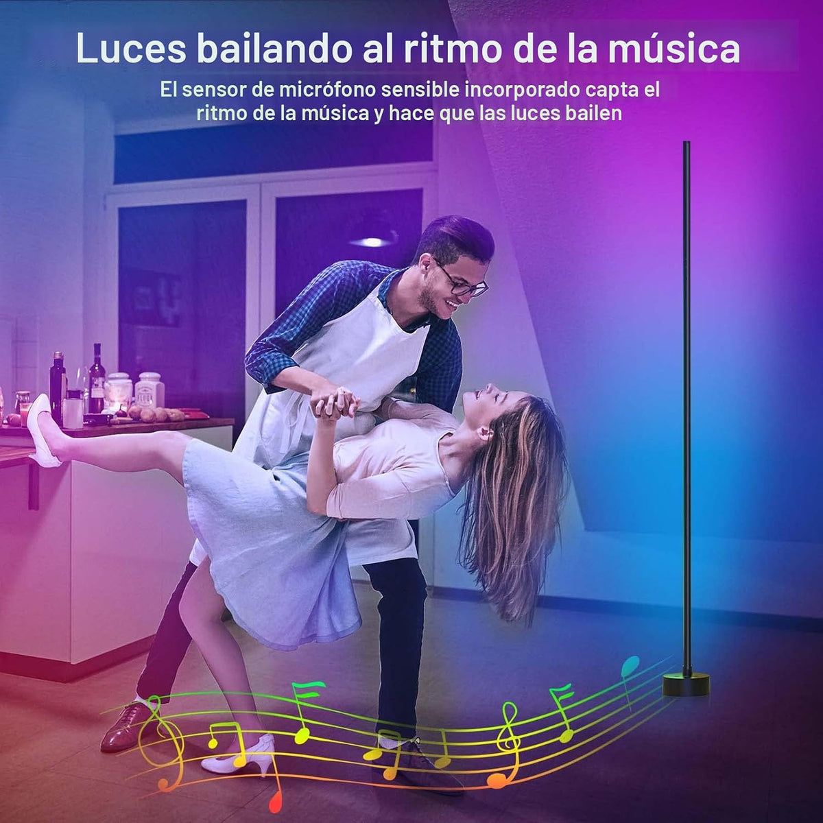 Miortior Lámpara de pie de esquina LED, paquete de 2 lámparas de es...