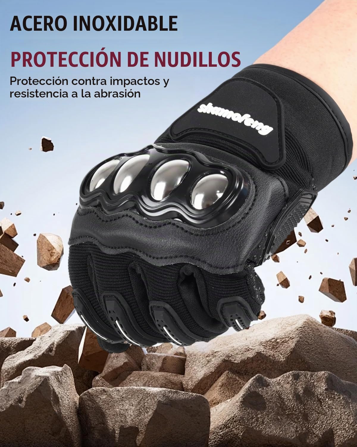shamofeng Guantes de motocicleta con nudillos de acero aleado, para...