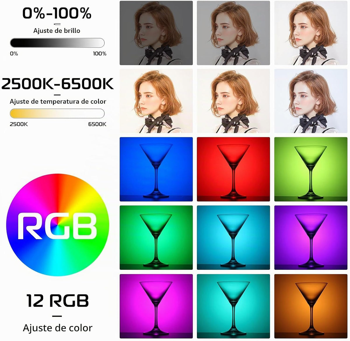 ULANZI VL66 RGB ajustable recargable 2500-6500K - Mini luz portátil...