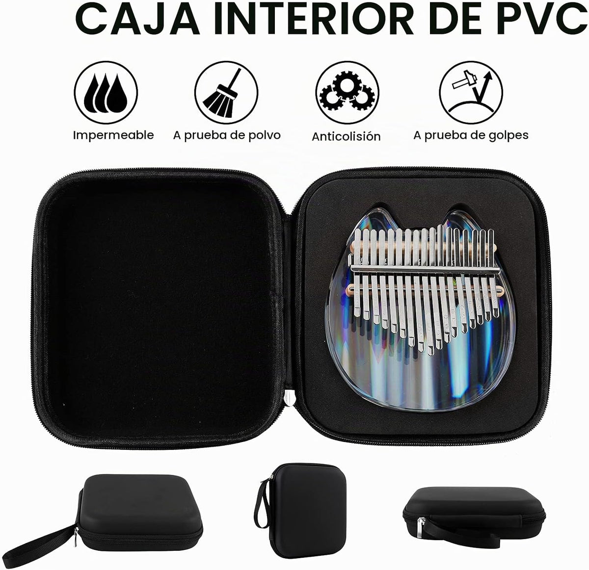 Beveetio Kalimba de Pulgar Transparente con Estuche Protector Eva,...
