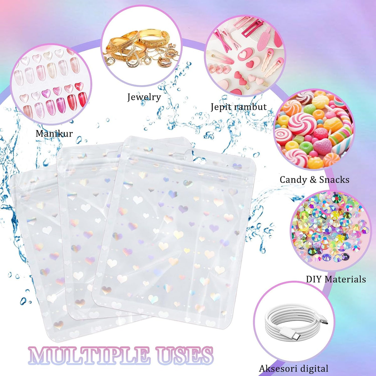 ESUOHYM 50 bolsas de embalaje de uñas con soporte de uñas para uñas...