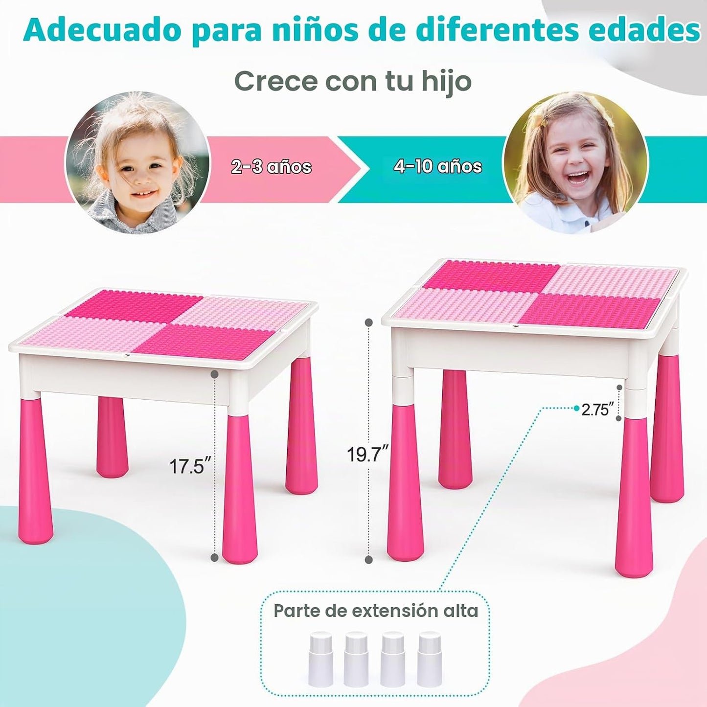 Mesa de actividades 7 en 1 para niños pequeños y 2 sillas, juego de...