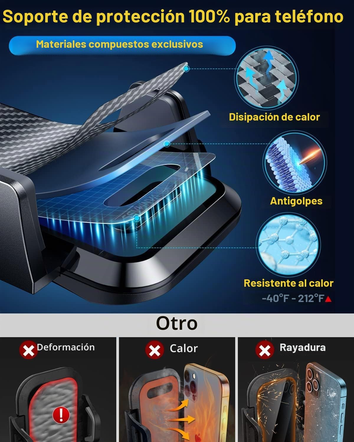 VANMASS Soporte para teléfono celular para automóvil, parabrisas, r...
