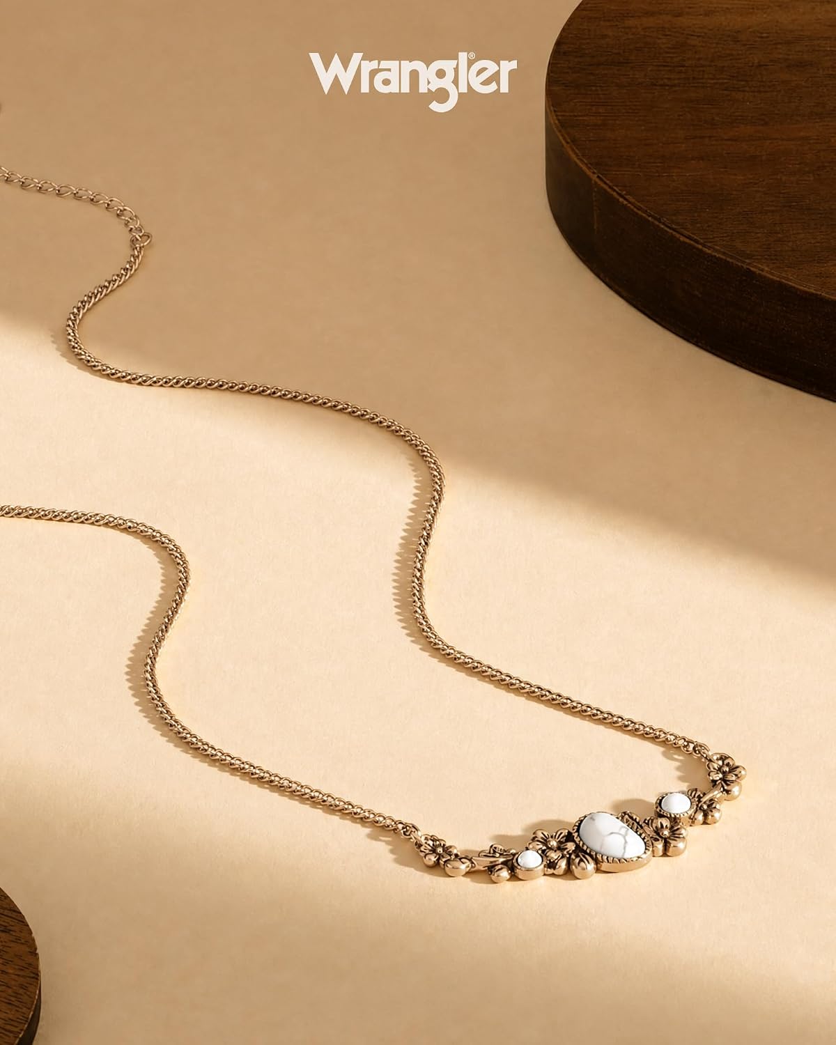 Collar turquesa con piedra floral Wrangler, joyería turquesa para m...