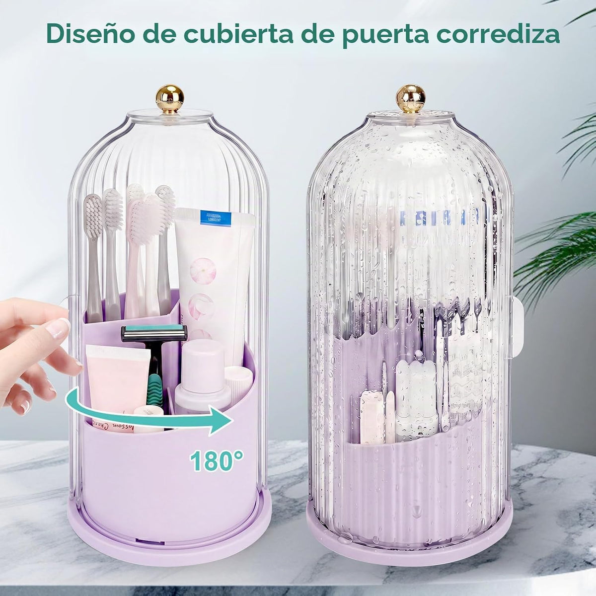 QIYVLOS Portacepillos de dientes con tapa deslizante, organizador g...