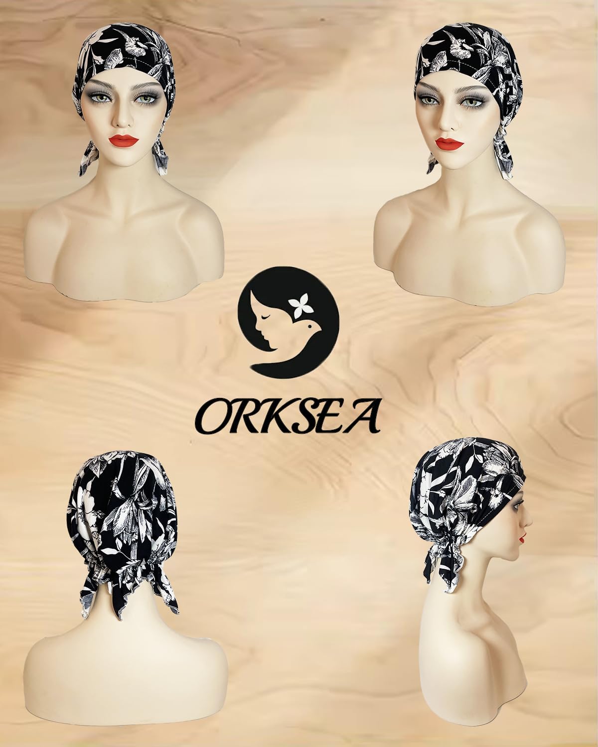 ORKSEA - Gorros para quimioterapia para mujer, pañuelo preatado, go...