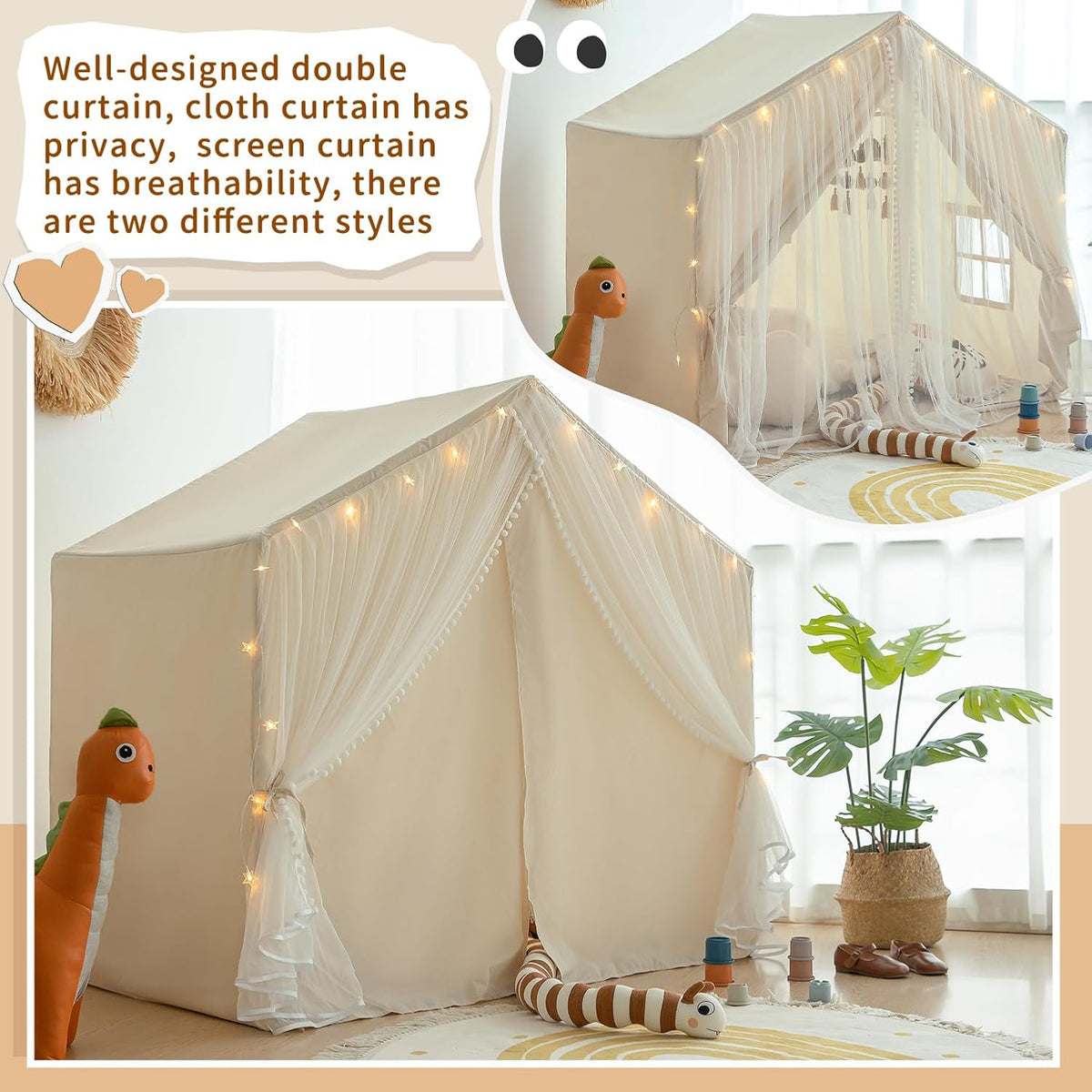Tienda de campaña para niños con alfombrilla acolchada, castillo de...