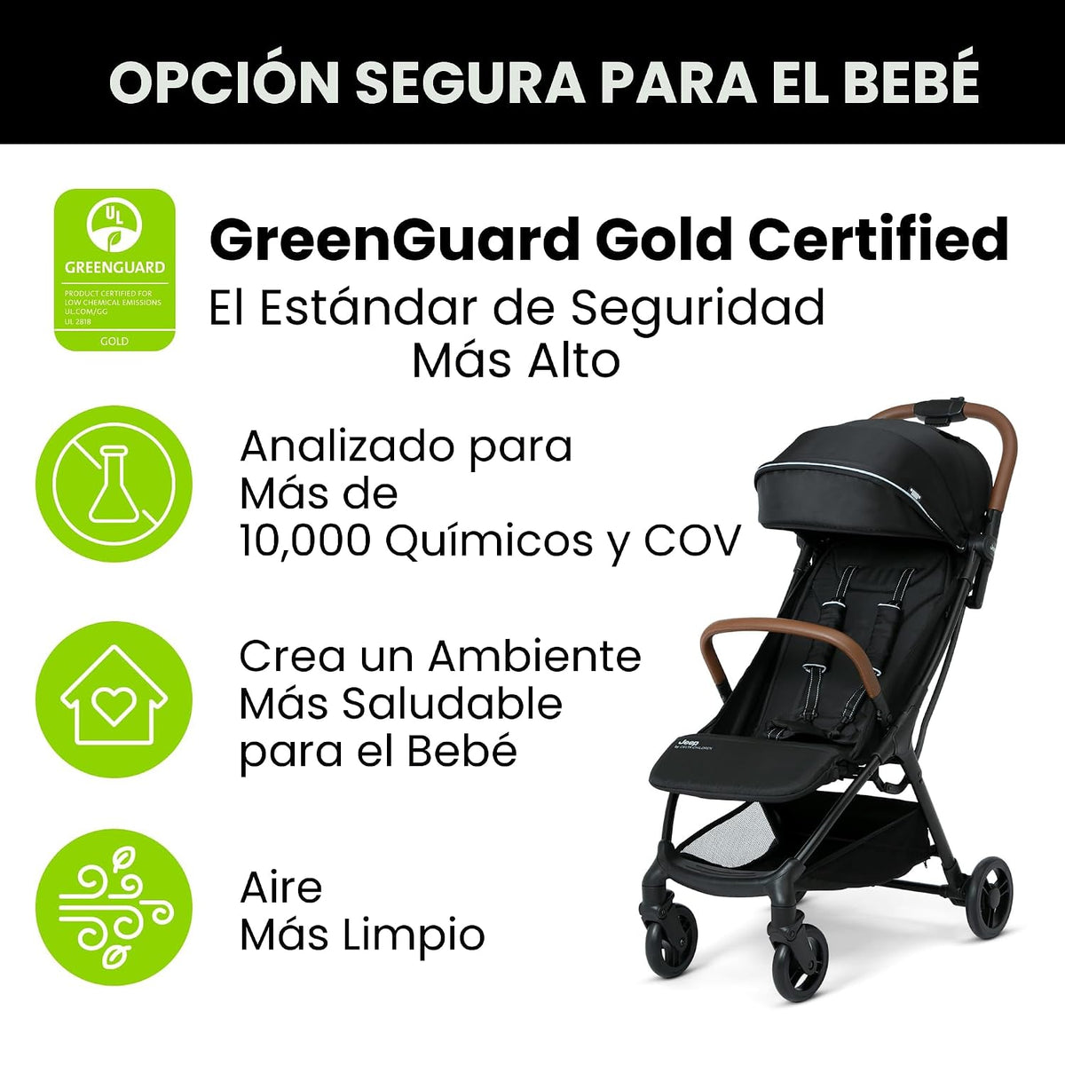Delta Children Greenguard Gold - Cochecito de viaje compacto Jeep A...