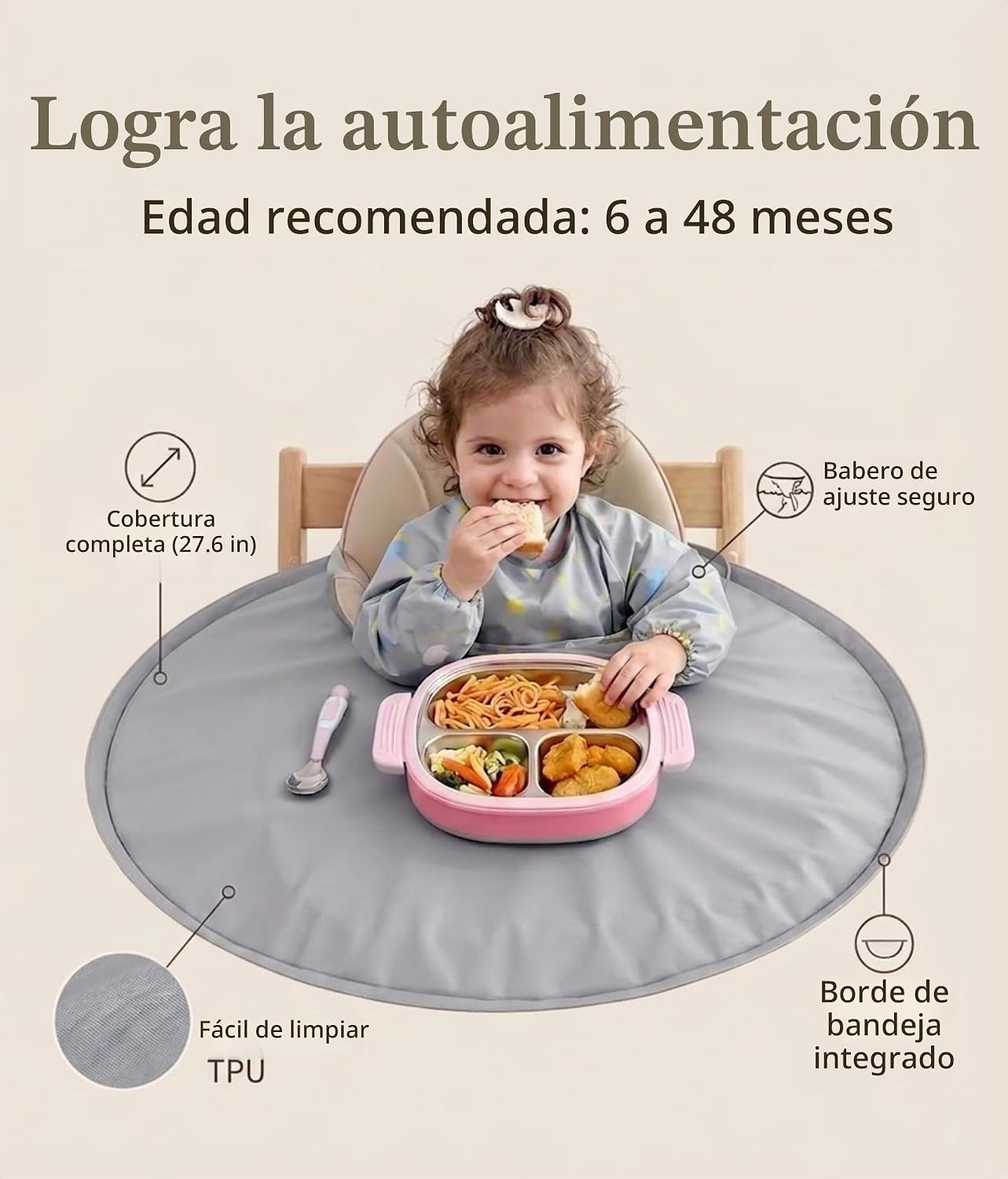 Juego de babero y bandeja de recogedor de alimentos para bebé, para...