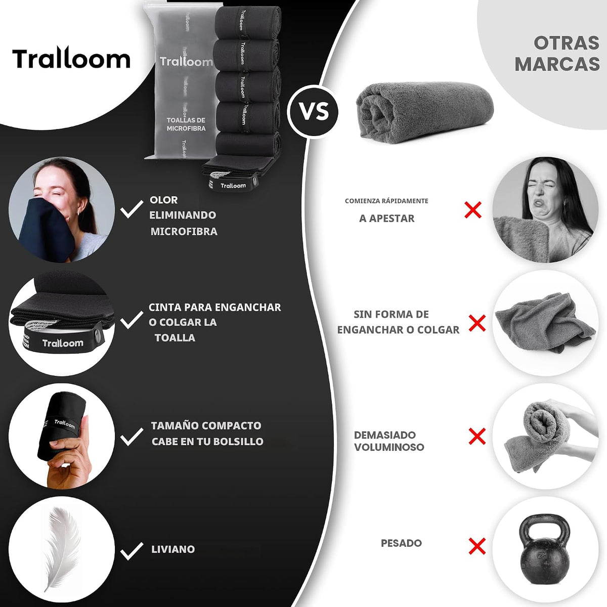 Trailoom Toallas de gimnasio de microfibra, de secado rápido, altam...
