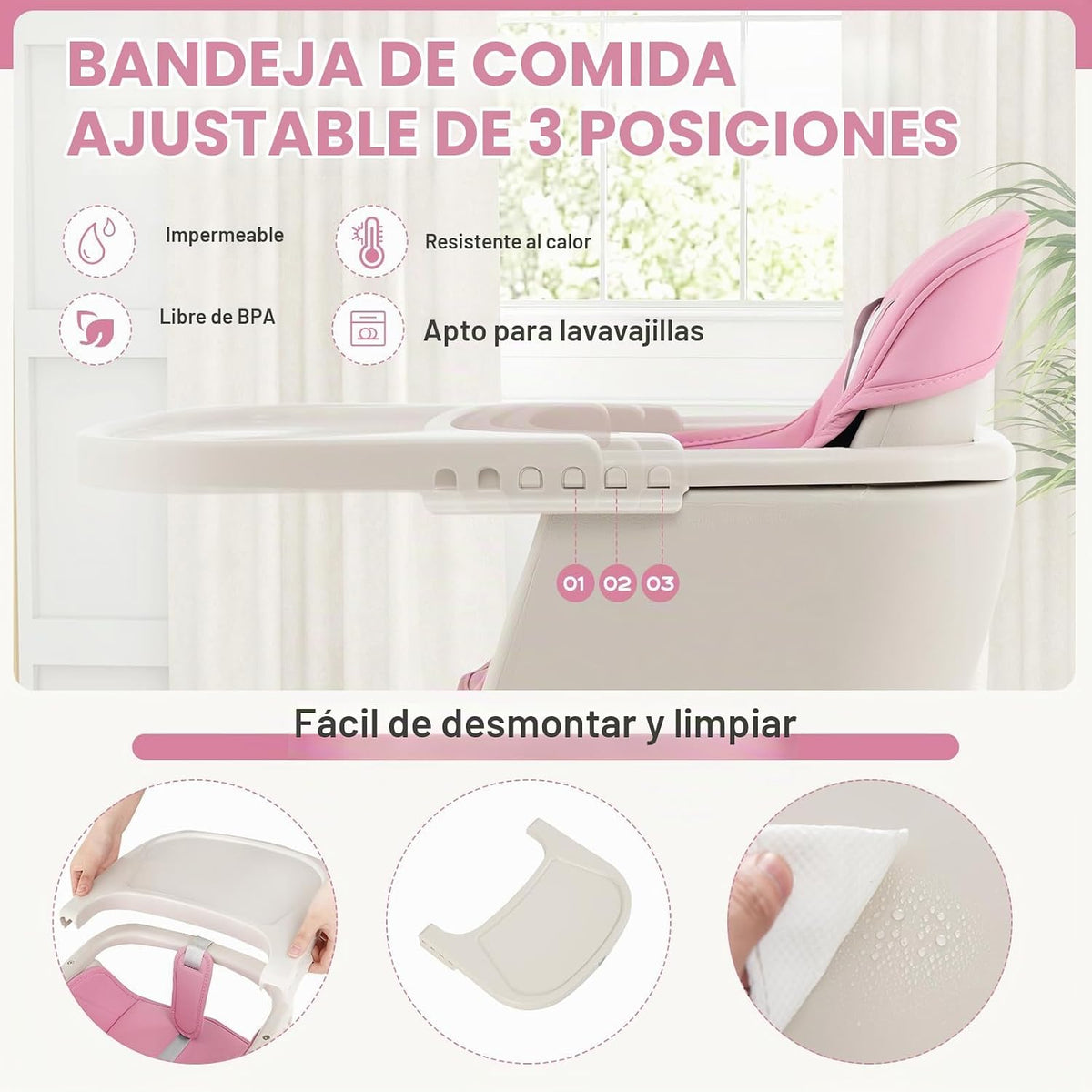 BABY JOY Trona convertible de bebé, 3 en 1, silla alta de madera\/a...