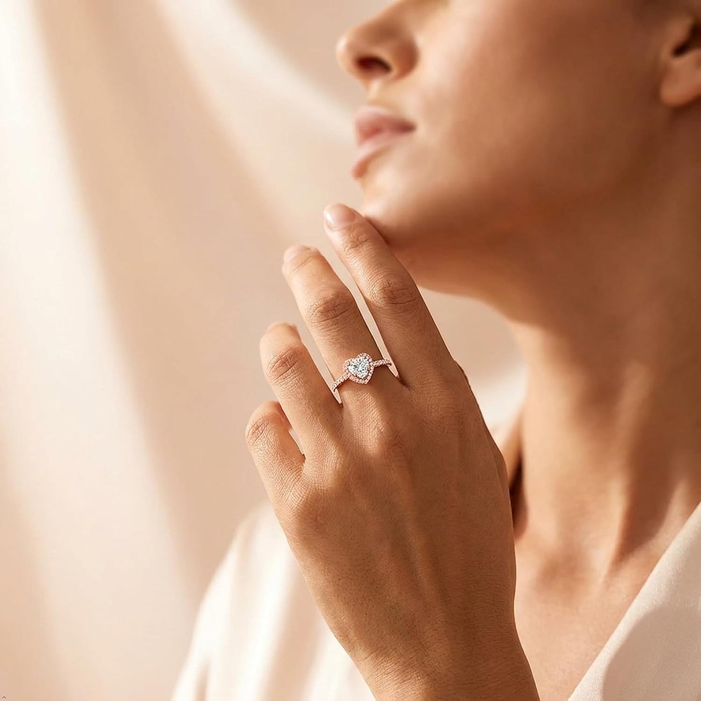 MDFUN - Anillos de boda de lujo chapados en oro de 18k con circonia...