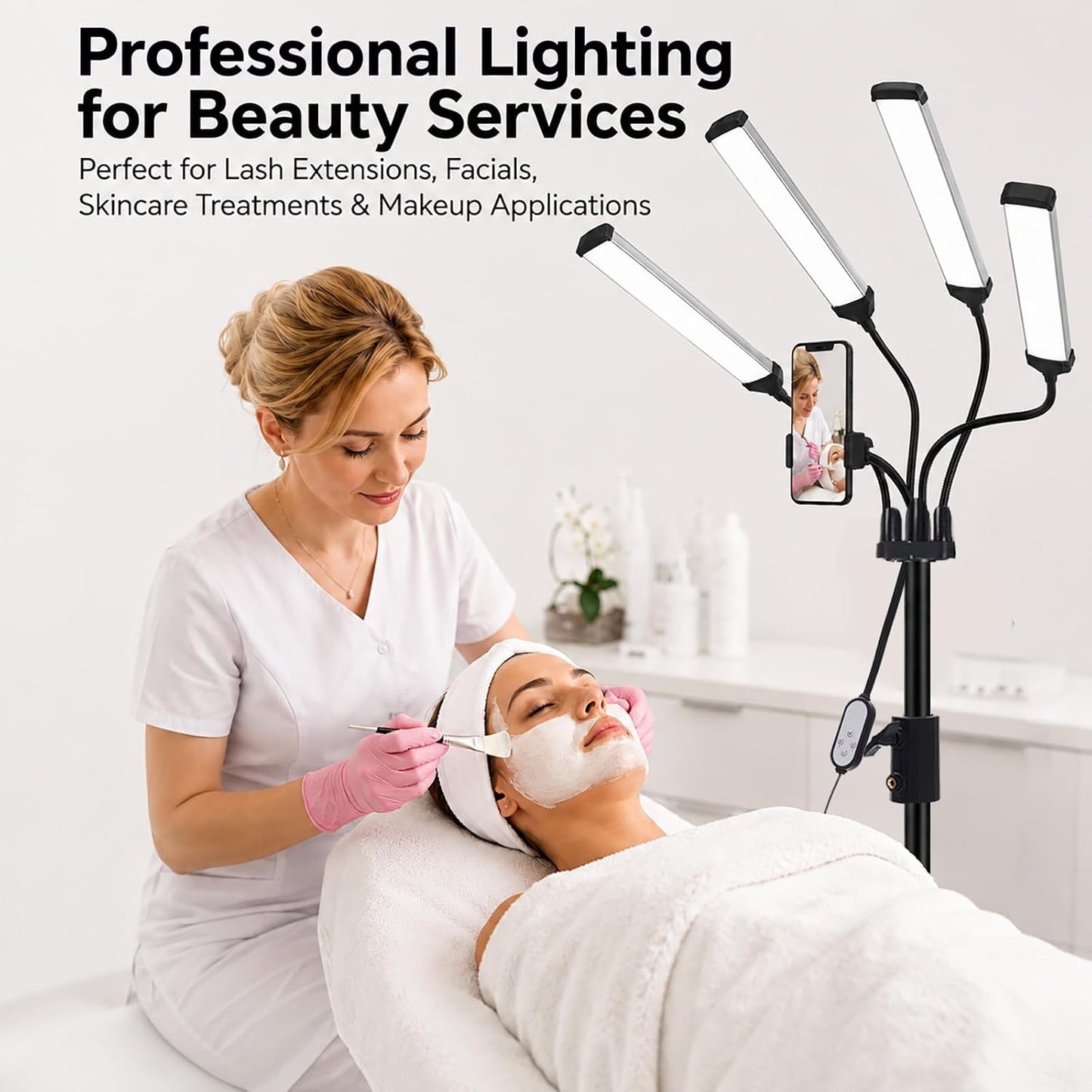 Luz esteticista con cuatro brazos flexibles, kit de iluminación LED...
