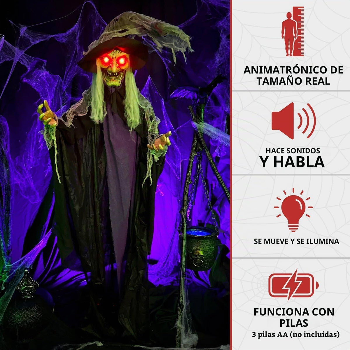Haunted Hill Farm - Bruja parlante aterradora de tamaño real, artic...