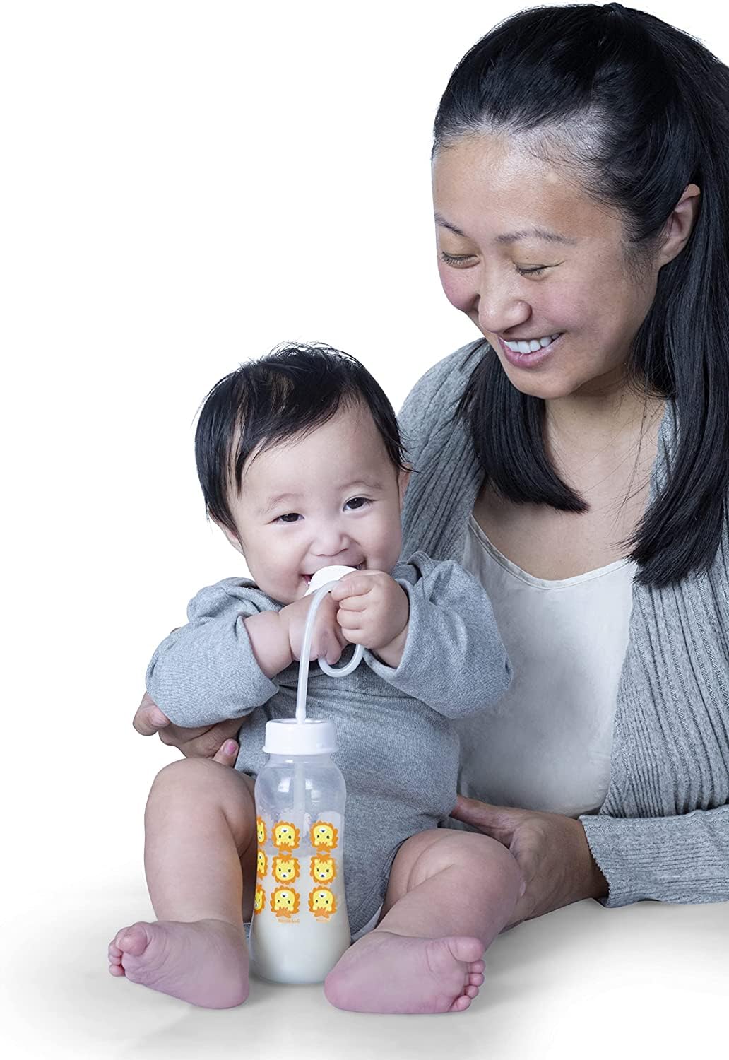 Podee - Botella manos libres para bebé, sistema de alimentación ant...