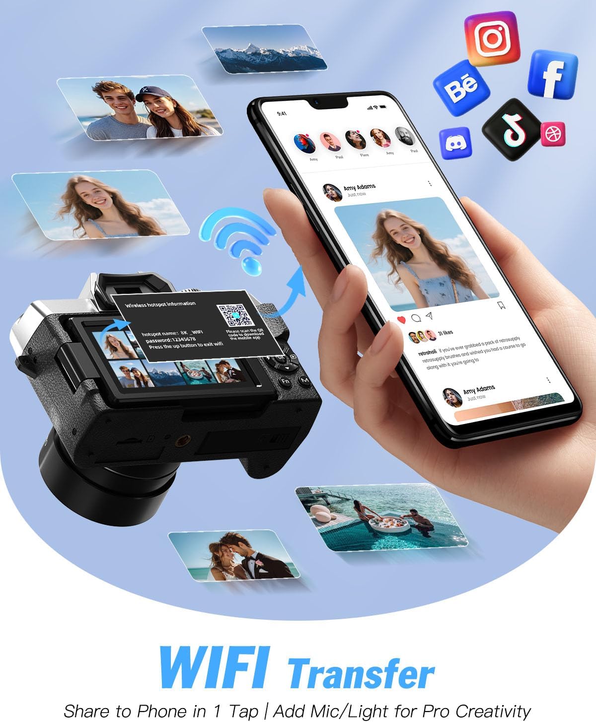 Cámaras digitales de 8K 64MP para fotografía, zoom 16X, 3 filtros d...