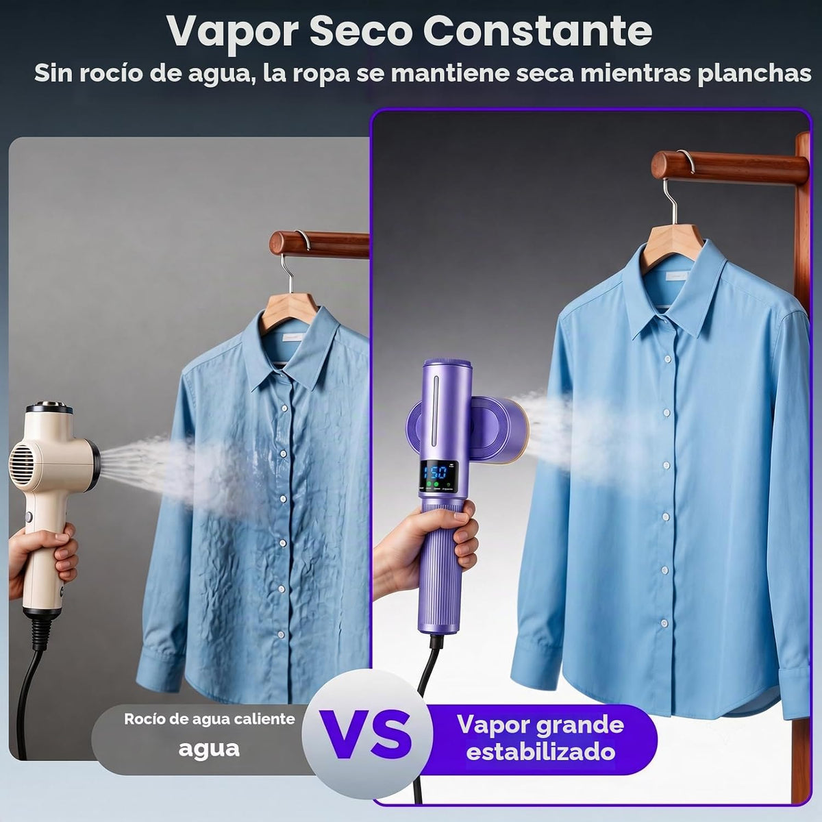 HORTIGRACE Vaporizador de viaje para ropa, plancha de vapor 2 en 1...