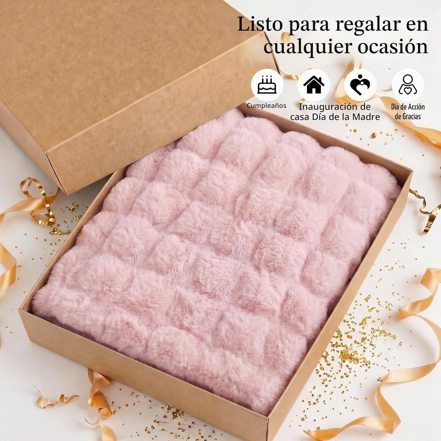 Opulapel - Manta suave para sofá de color rosa claro, manta de piel...