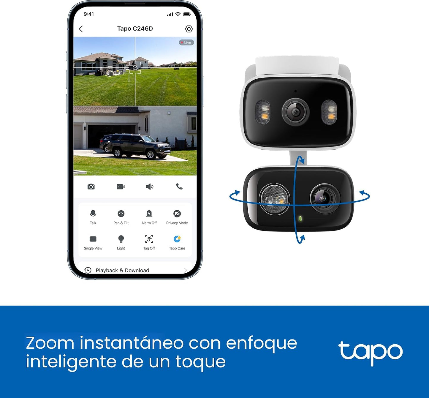 Tapo Cámara de seguridad de 2K 3MP con lente dual para interiores\/...