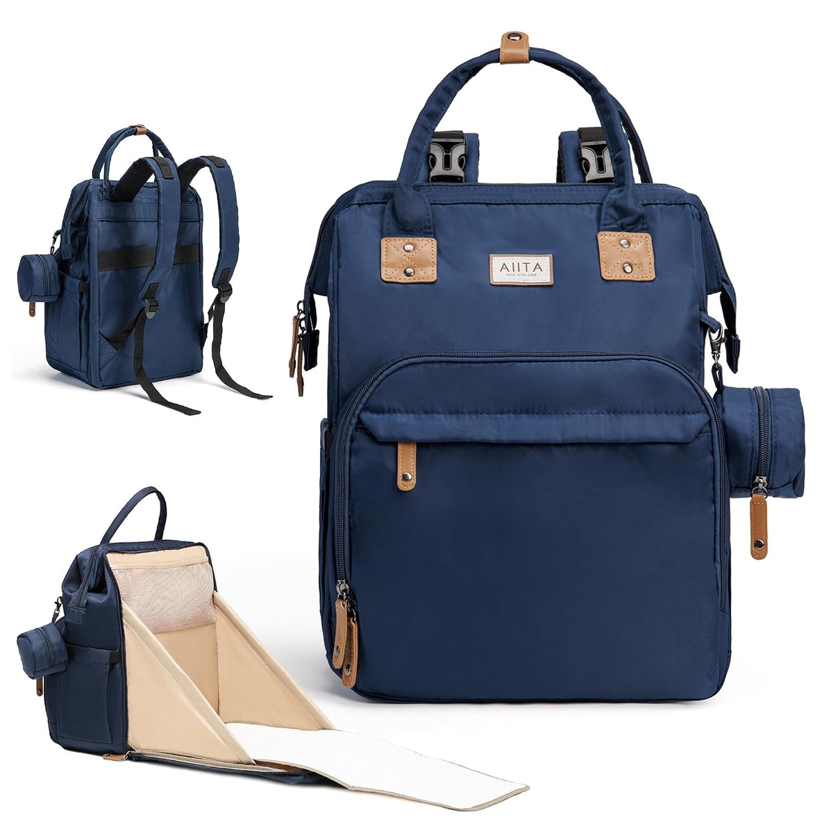 AIITA - Mochila de pañales, bolsa de pañales multifunción con cambi...