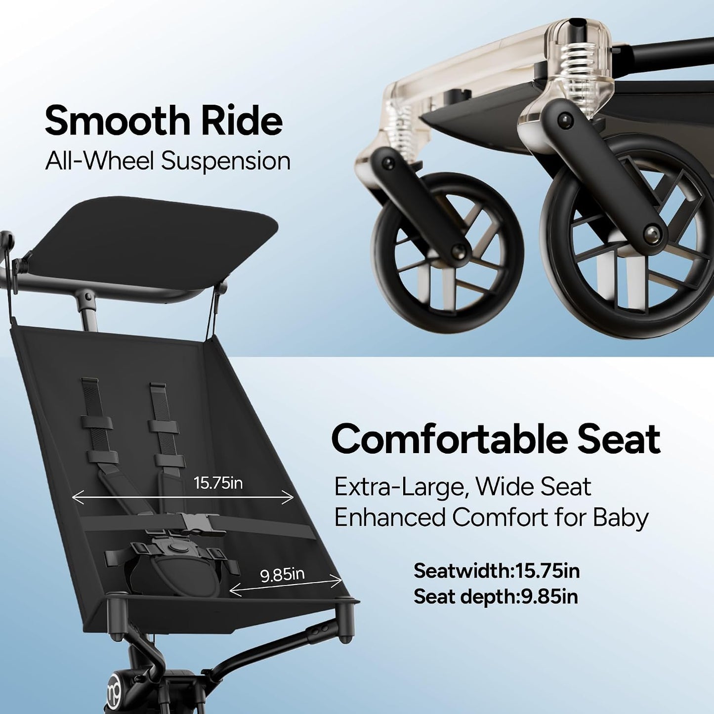 Mompush Jeto - Cochecito de viaje ligero \u2013 9.8 libras ultracom...