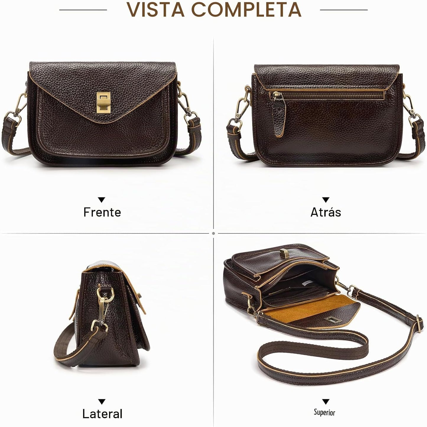 UEIRY Bolsos bandolera de cuero genuino para mujer, bolsos cruzados...