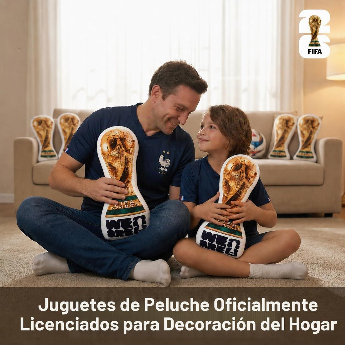 MESUCA Almohada de peluche de trofeo de la Copa Mundial de la FIFA...