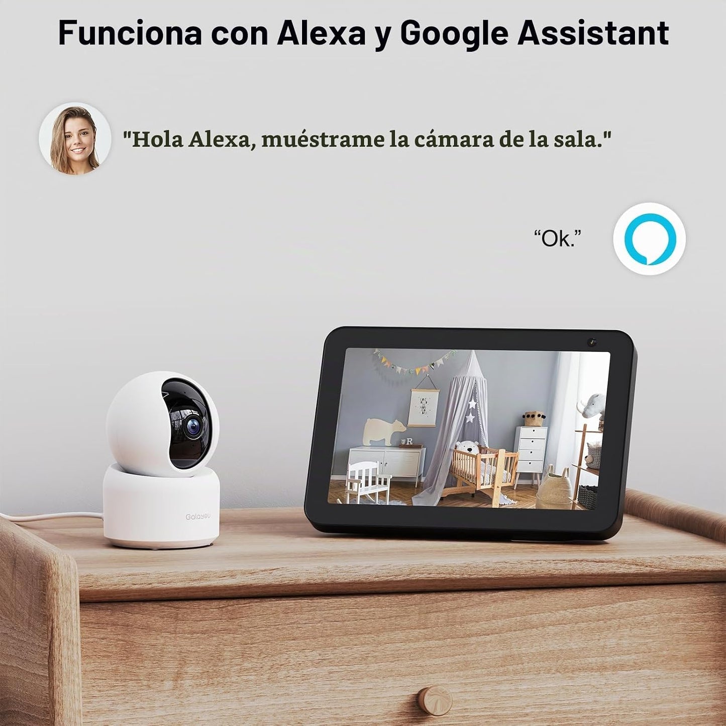 GALAYOU Cámara de Seguridad para Interiores 2K, Cámara para Mascota...