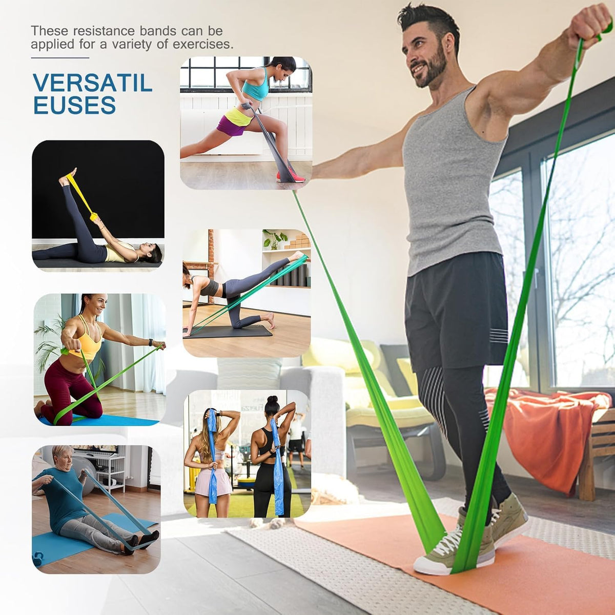Bandas de resistencia para entrenamiento, terapia física, ejercicio...