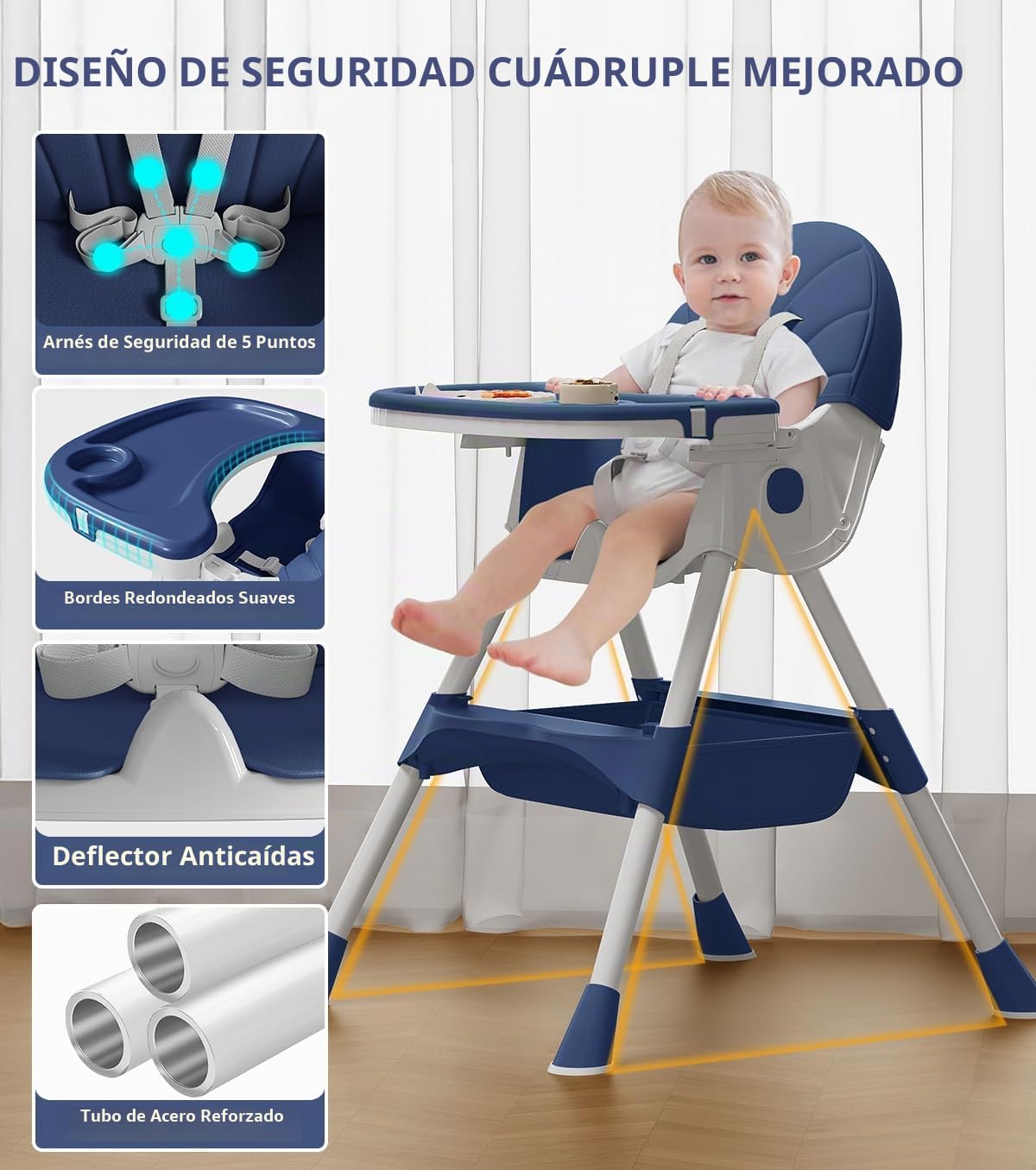 Silla alta para bebé, sillas altas 5 en 1 para bebés y niños pequeñ...