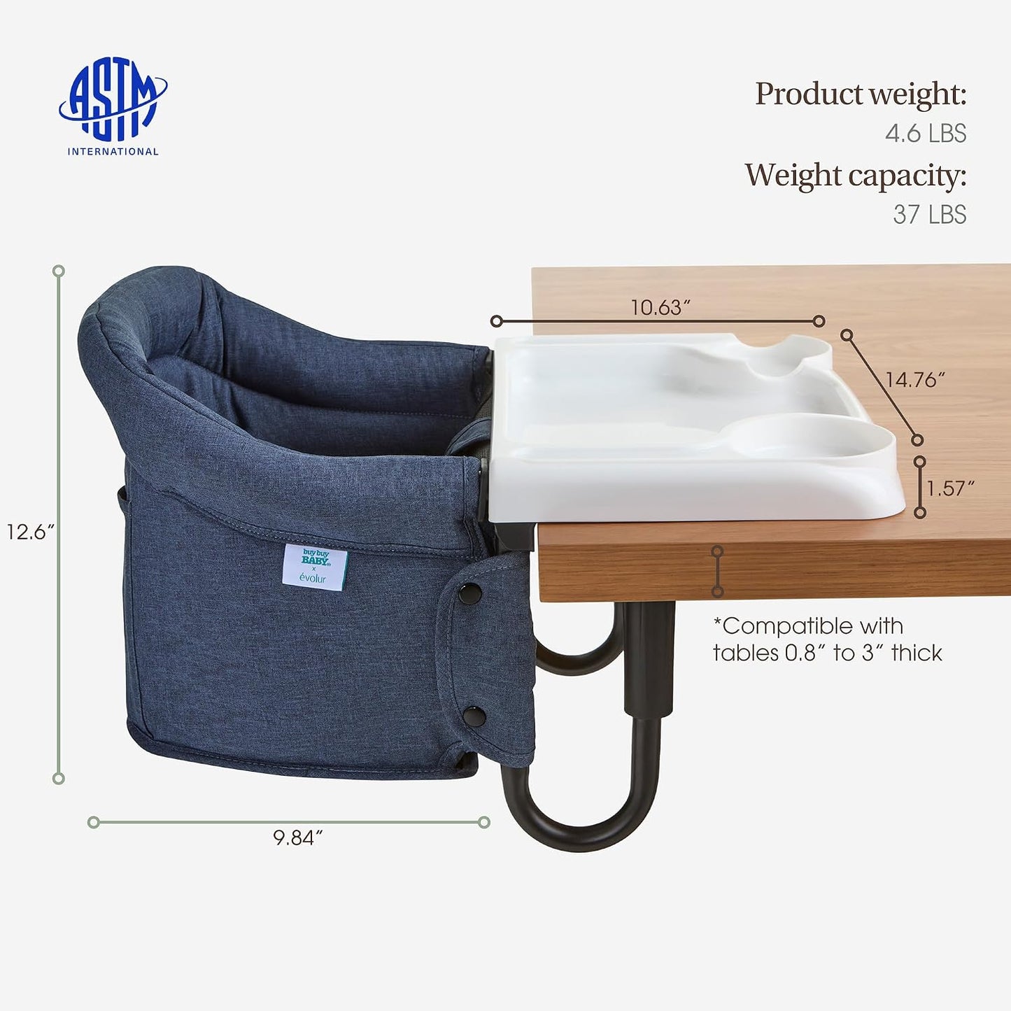 Evolur Silla alta para bebé de gancho, asiento de comedor portátil...