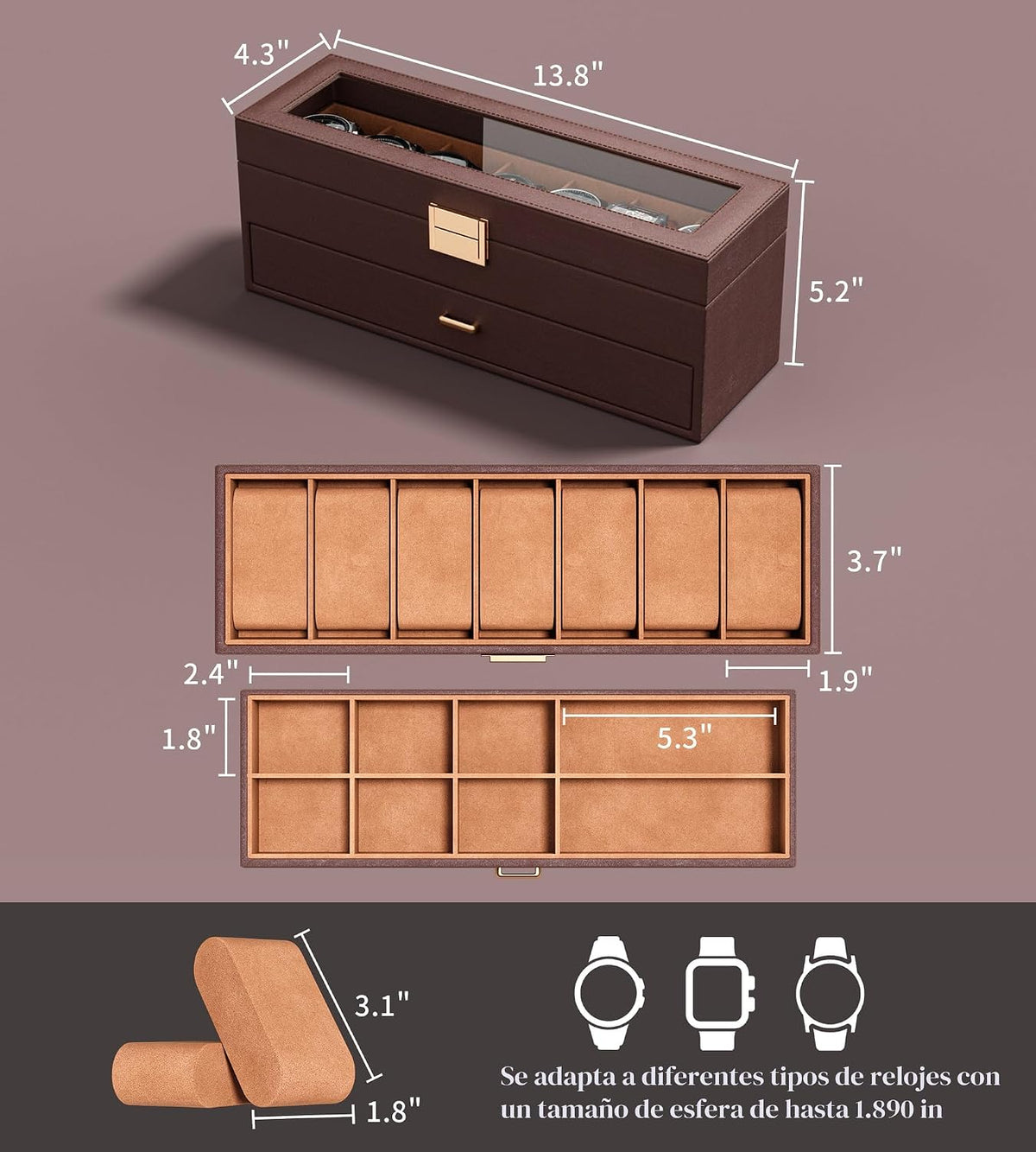 Caja de reloj sensok para hombres - Organizador de almacenamiento p...