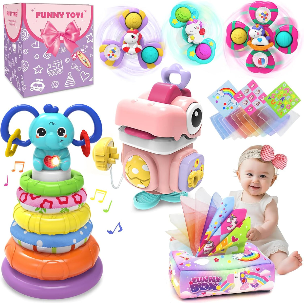 Juguetes 4 en 1 para bebés de 12 meses, regalo educativo sensorial...